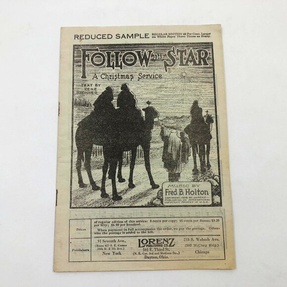 Music Booklet Worship at the Manger & Follow the Star 1929 Lorenz Publishing - Picture 2 of 5